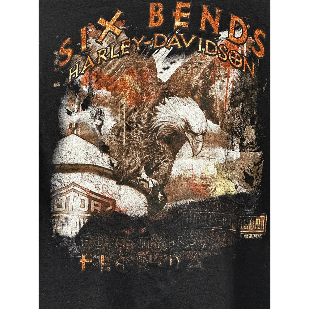 Harley-Davidson Six Bends Fort Myers FL Eagle Graphic T-Shirt Black 2XL 55X3